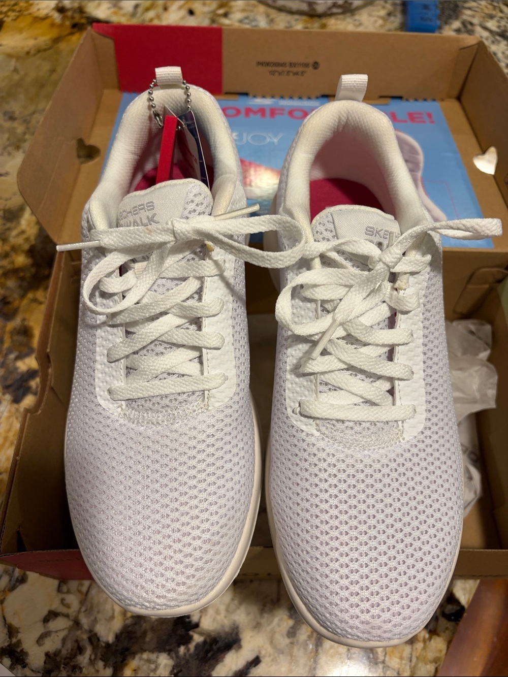 Skechers Women's White Mesh Lace-Up Walking Sneakers